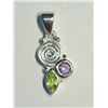 Image 1 : 23) STERLING SILVER PERIDOT GARNET PENDANT