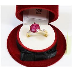 25) TWO-TONE STERLING SILVER RUBY DIAMOND RING