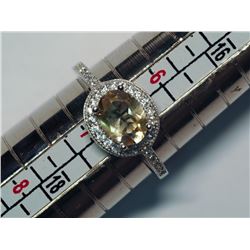 28) STERLING SILVER CITRINE CUBIC ZIRCONIA RING