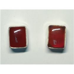 34) STERLING SILVER AGATE EARRINGS