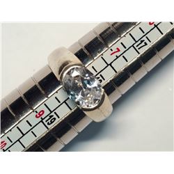 45) STERLING SILVER WHITE TOPAZ RING