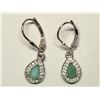 Image 1 : 47) STERLING SILVER EMERALD CZ EARRINGS