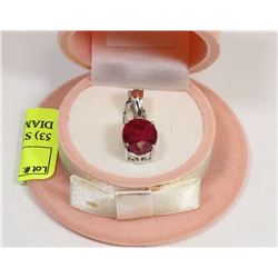 53) STERLING SILVER RUBY & DIAMOND PENDANT