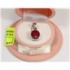 Image 1 : 53) STERLING SILVER RUBY & DIAMOND PENDANT