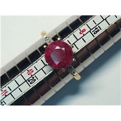 61) TWO-TONE STERLING SILVER RUBY & CZ RING