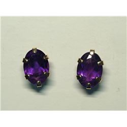 66) 10K YELLOW GOLD AMETHYST EARRINGS