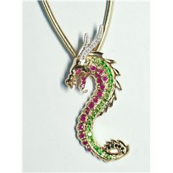 68) GOLD-PLATED STERLING SILVER GEMSTONE PENDANT