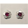 Image 1 : 72) 10K Y. GOLD RUBY W/MOTHER OF PEARL EARRINGS