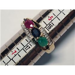 73) TWO-TONE STERLING SILVER GEMSTONE RING