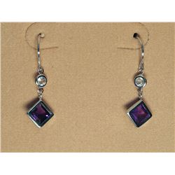 74) 10K WHITE GOLD AMETHYST MOONSTONE EARRINGS