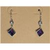 Image 1 : 74) 10K WHITE GOLD AMETHYST MOONSTONE EARRINGS
