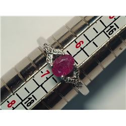 78) STERLING SILVER RUBY DIAMOND RING