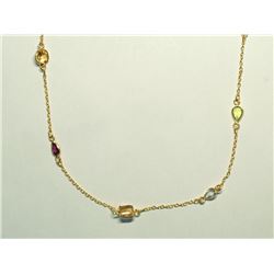 80) GOLD-PLATED STERLING SILVER GEMSTONE NECKLACE
