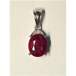 90) STERLING SILVER RUBY DIAMOND PENDANT