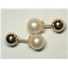 Image 1 : 91) 10K GOLD FRESHWATER PEARL REVERSIBLE EARRINGS
