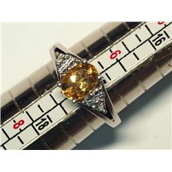 92) STERLING SILVER CITRINE DIAMOND RING