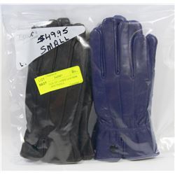 NEW 2 PACK OF LADIES LEATHER GLOVES, SIZE SMALL