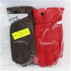 NEW PACK OF 2 LADIES LEATHER GLOVES SIZE LARGE