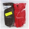 Image 1 : NEW PACK OF 2 LADIES LEATHER GLOVES SIZE LARGE
