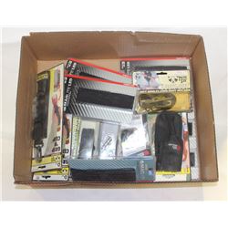 FLAT OF VARIOUS BELT ACCESSORIES FOR LIGHTS, ETC.