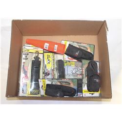 FLAT OF VARIOUS BELT ACCESSORIES FOR LIGHTS, ETC.