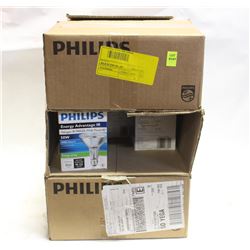 2-1/2 CASES OF ASSORTED PHILIPS HALOGEN BULBS