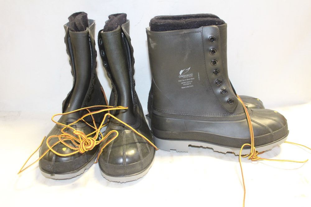 2 NEW PAIRS OF ONGUARD STEEL TOE RUBBER BOOT