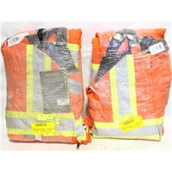 2 NEW HI-VIZ TOUGH-DUCK BIB OVERALLS-LARGE