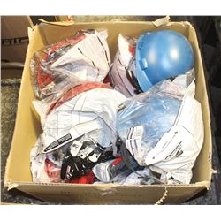 LARGE BOX W/ ASSORTED NEW DYNAMIC HARDHATS & LINER