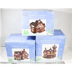 LOT OF 3 PORCELAIN FIBER OPTIC HOUSES