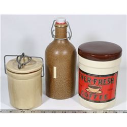 3 PIECES OF VINTAGE STONEWARE