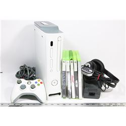 XBOX 360 WITH CORDS, CONROLLER,HEADPHONES