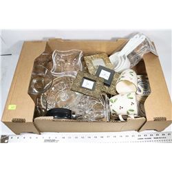 FLAT OF ASSORTED FRAMES,DISHES BIRKS AND BOMBAY