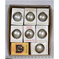 BOX WITH 8 HUMMEL CHRISTMAS BALL ORNAMENTS