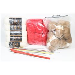 BOX OF YARN WITH KNITTING STICKS ON CHOICE
