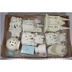 FLAT W/8 PARTY-LITE CHRISTMAS CHURCH &