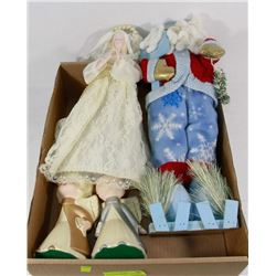 BOX OF CHRISTMAS ANGEL AND WHIMSICAL SANTA