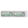 Image 1 : LOT OF TWO 1954 CANADIAN SEQUENTIAL $1.00 BANK