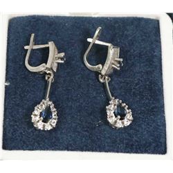 LADIES TEARDROP SAPPHIRE EARRINGS STAMPED .925