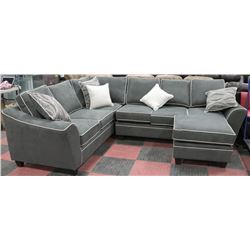 NEW JIVE GRANITE GREY FABRIC SECTIONAL W/OTTOMAN