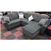 Image 2 : NEW JIVE GRANITE GREY FABRIC SECTIONAL W/OTTOMAN