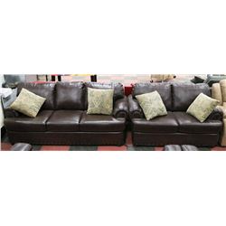 AB 1496 NEW BROWN LEATHERETTE NAILHEAD 81" SOFA
