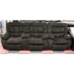 BROWN FABRIC RECLINING CONSOLE 76" LOVE SEAT WITH