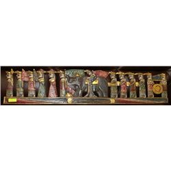 WOOD HAND PAINTED, INDIAN CARVING