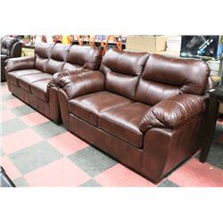 NEW BROWN LEATHERETTE 88" SOFA WITH 65" LOVE SEAT