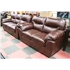 Image 1 : NEW BROWN LEATHERETTE 88" SOFA WITH 65" LOVE SEAT