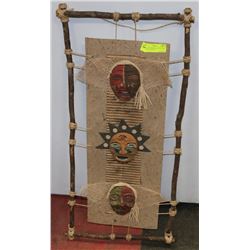 AFRICAN TRIBAL MASK WALL ART - 4 CARVED MASKS