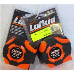 GROUP OF 2 HI-VIZ LUFKIN TAPE MEASURES