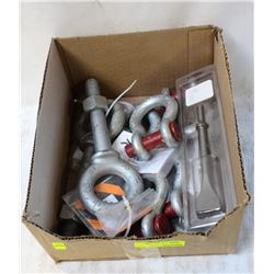 LOT OF ASSORTED CLEVIS' & LARGE I-BOLTS