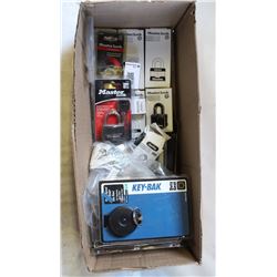 LOT OF ASSORTED MASTERLOCKS, KEY BAKS + MORE